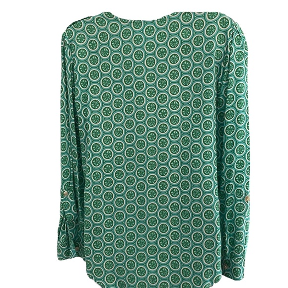 ESCAPADA v-neck tunic in aqua, green & white, small, EUC - Picture 4 of 10